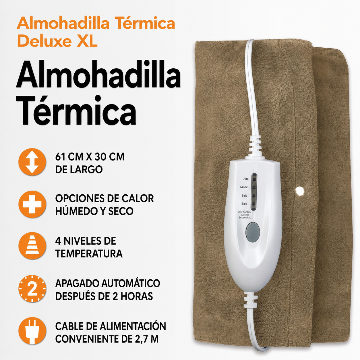 Almohadilla Térmica Eléctrica con Calor Húmedo y Seco - Imagen 2