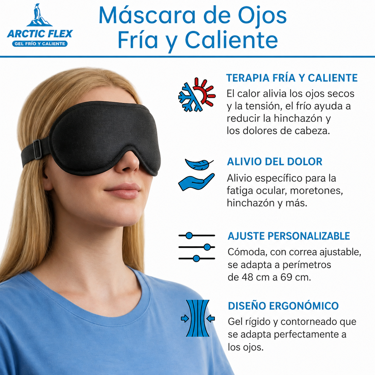 máscara térmica para ojos frío y calor reutilizable